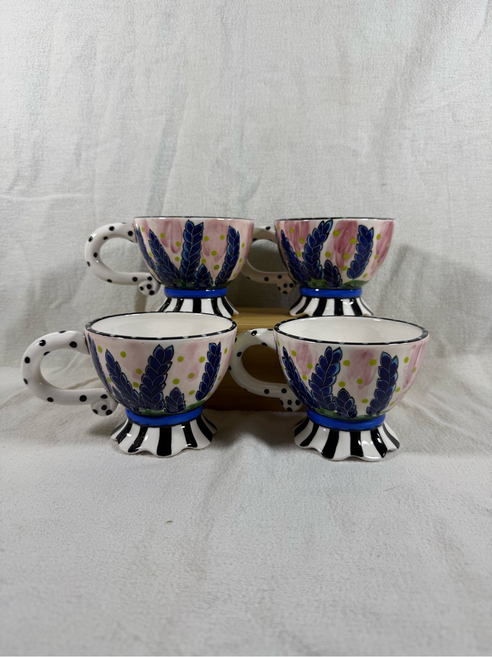 Charma Designs by Mcgovney-Camarot Set of Four Hand-Painted Colorful Mugs